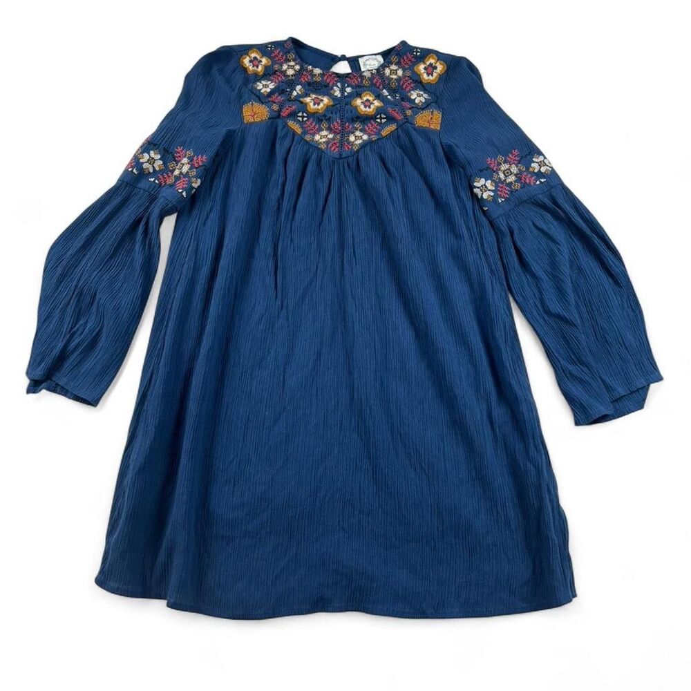 Blue Rain Embroidered Dress 3/4 Sleeve Size XXS